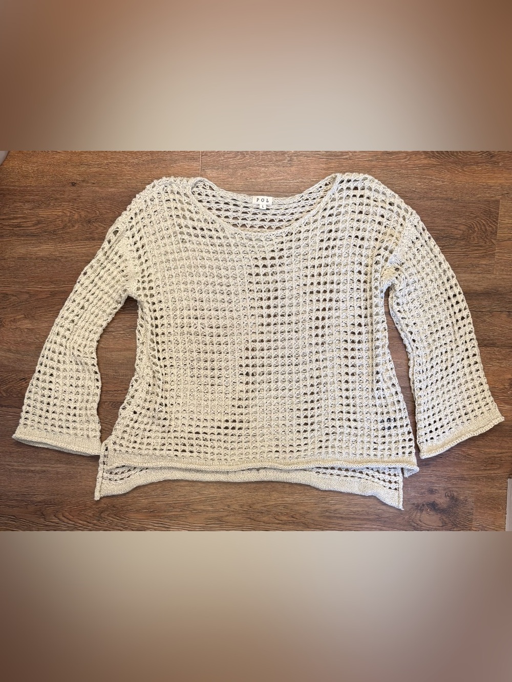 POL Open Crochet Long Sleeve Sweater Size Large Oversized
